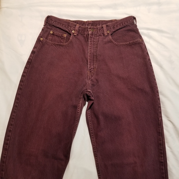 Men's 34 Big Blue Vintage Wide Leg Red Jeans - Picture 2 of 6